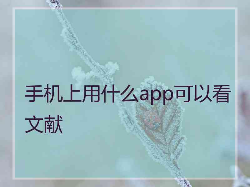 手机上用什么app可以看文献