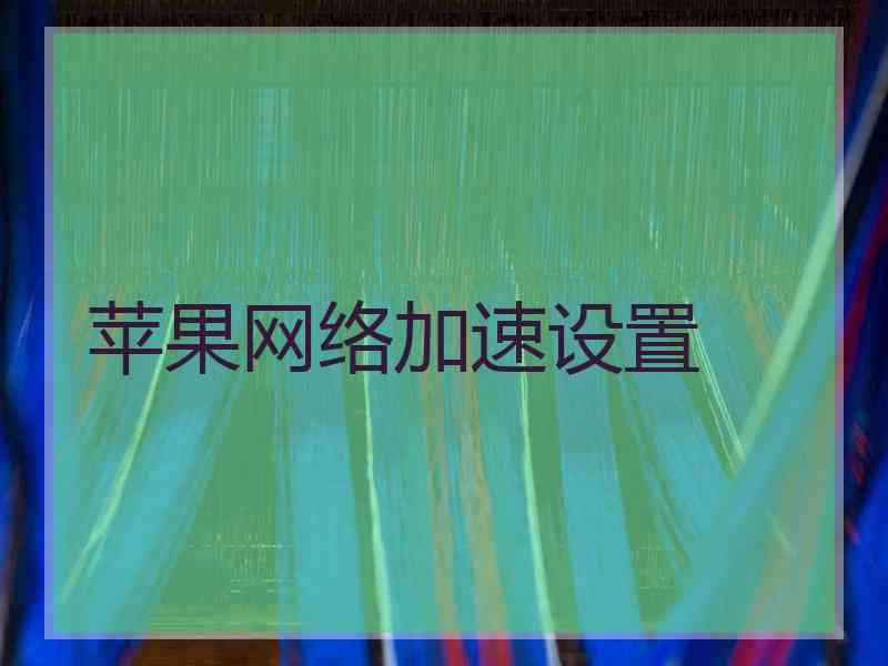 苹果网络加速设置