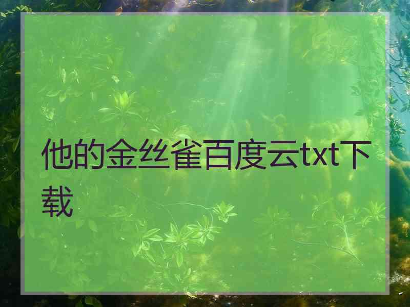 他的金丝雀百度云txt下载