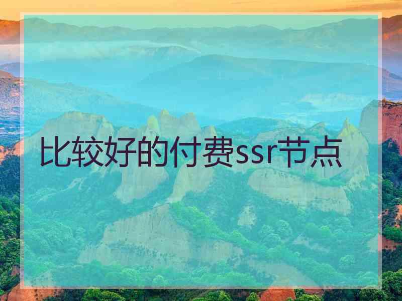 比较好的付费ssr节点