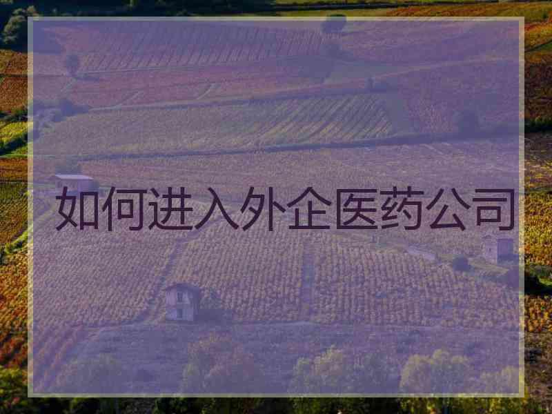 如何进入外企医药公司