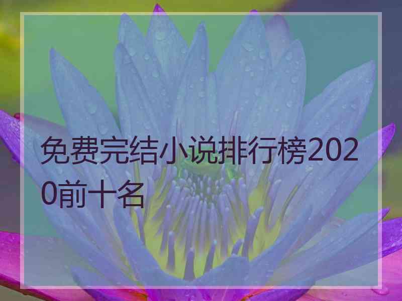 免费完结小说排行榜2020前十名