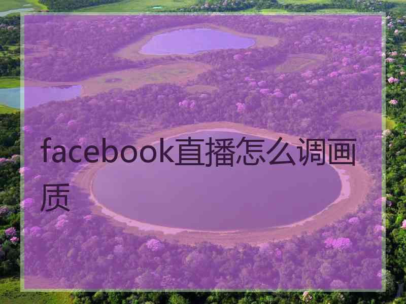 facebook直播怎么调画质