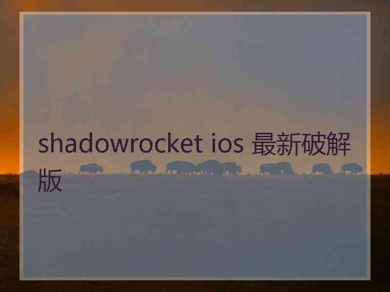 shadowrocket ios 最新破解版