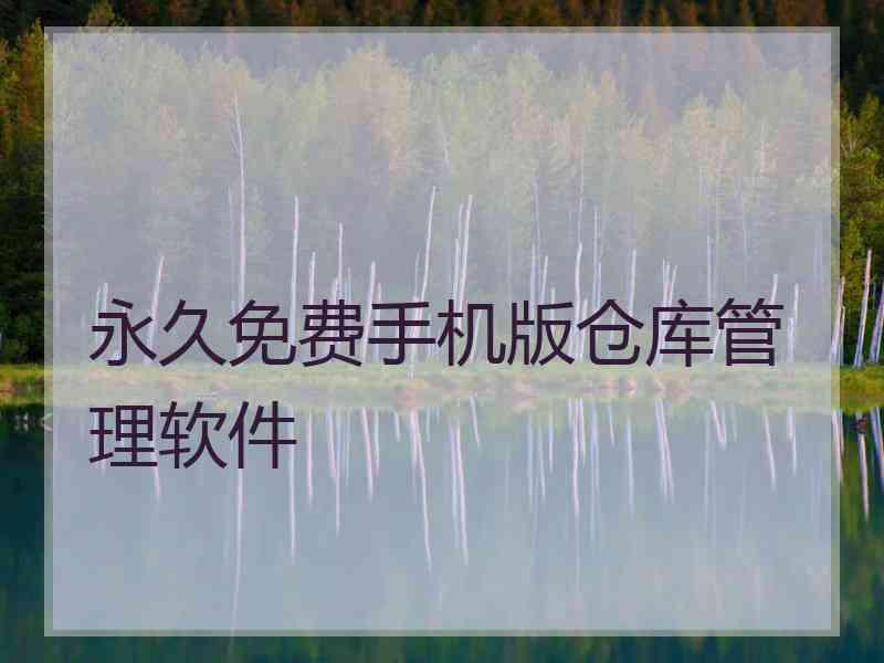 永久免费手机版仓库管理软件