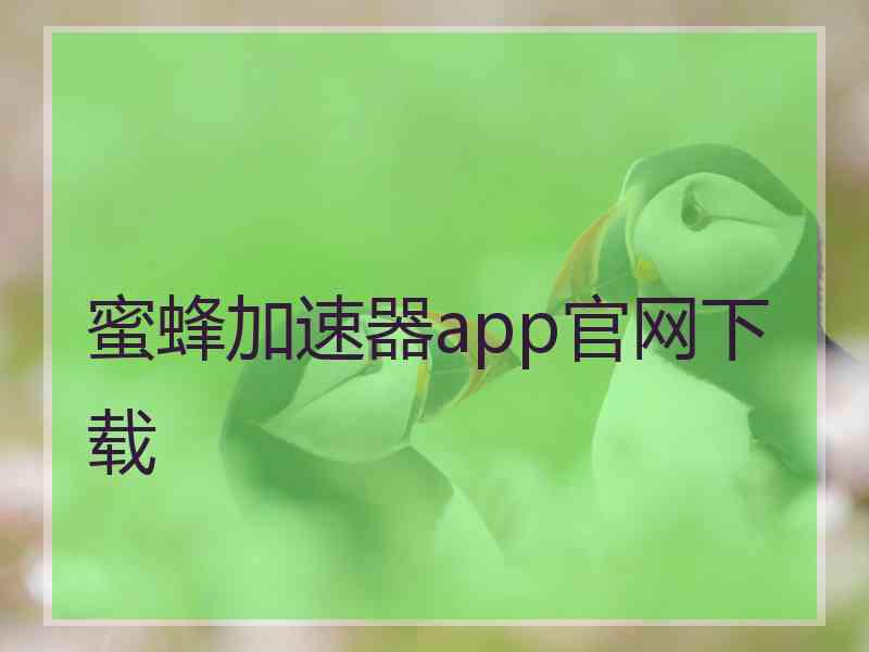 蜜蜂加速器app官网下载