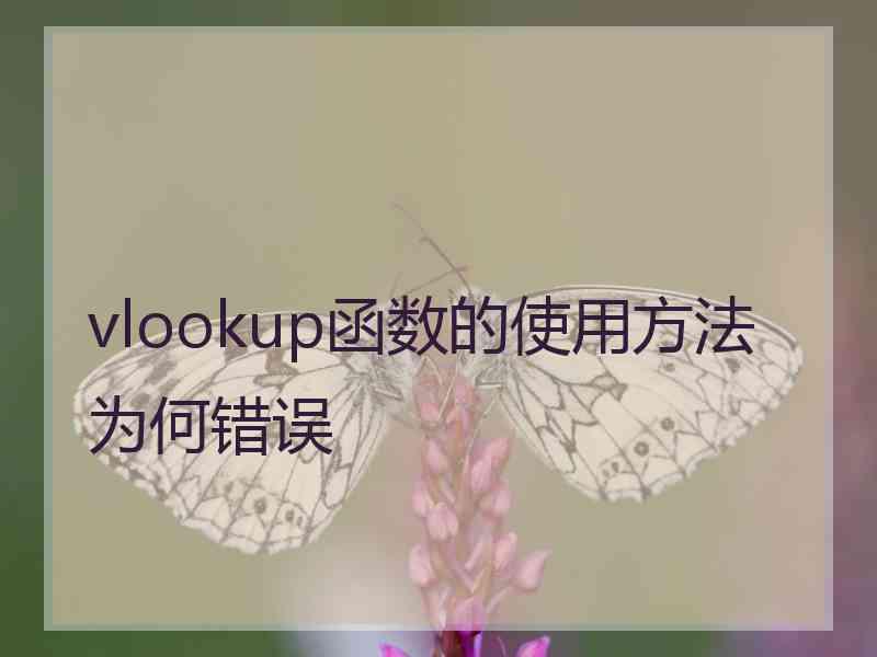 vlookup函数的使用方法为何错误