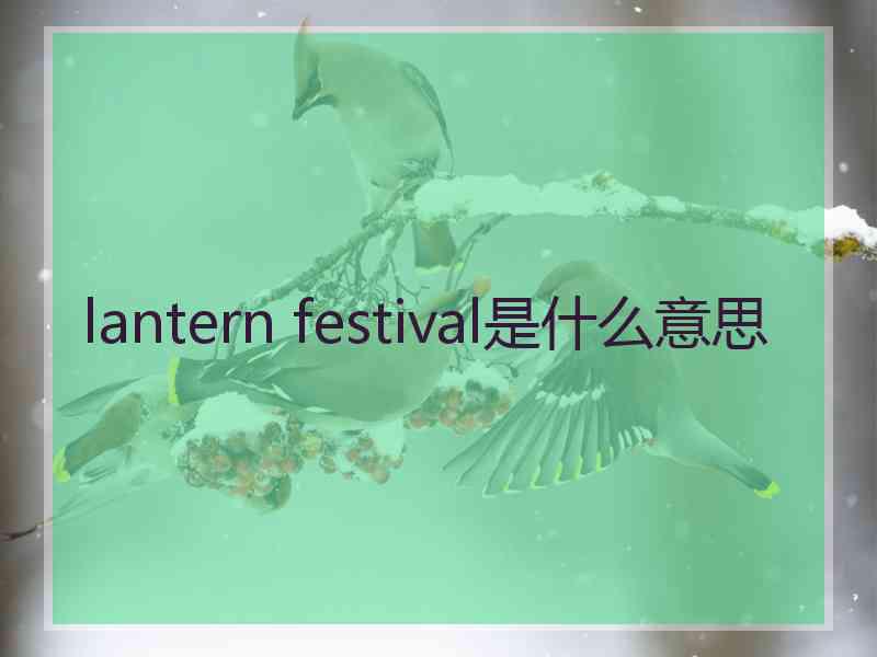 lantern festival是什么意思