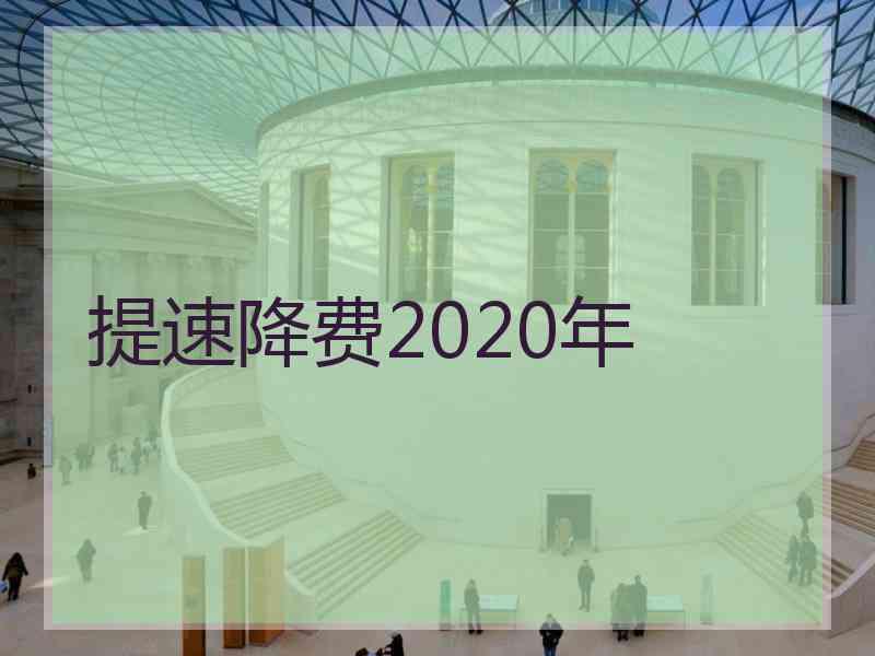 提速降费2020年