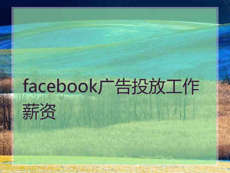 facebook广告投放工作薪资