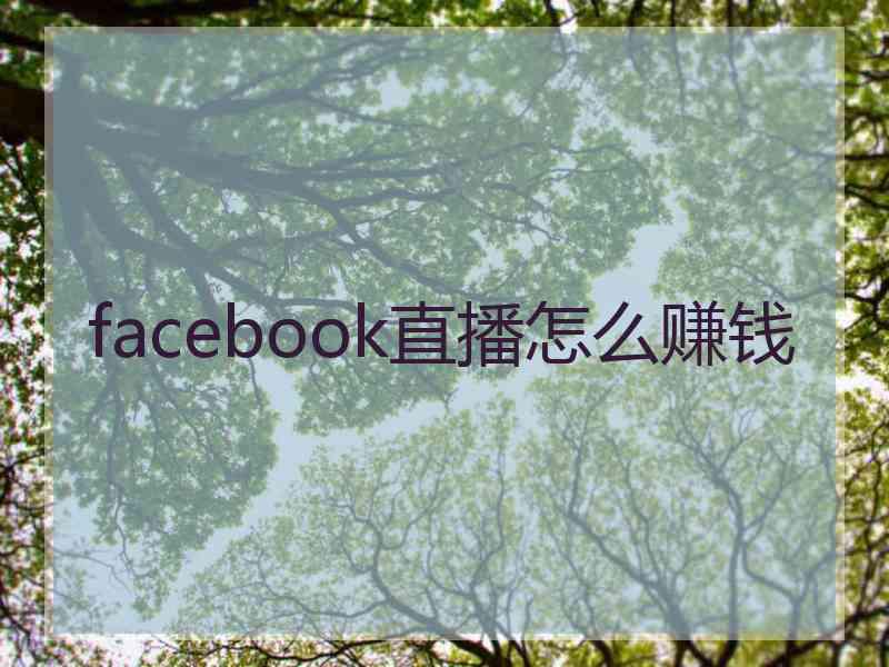 facebook直播怎么赚钱