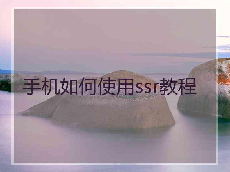 手机如何使用ssr教程