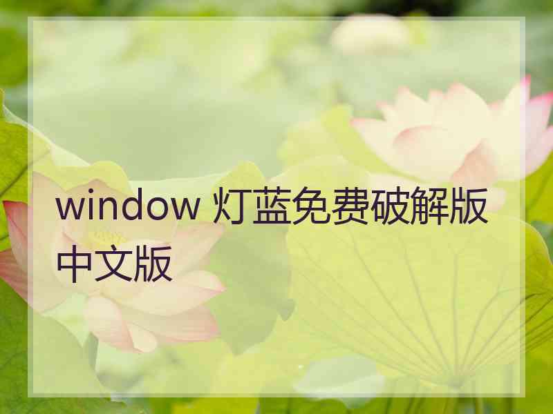 window 灯蓝免费破解版中文版