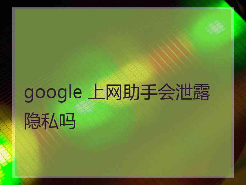 google 上网助手会泄露隐私吗