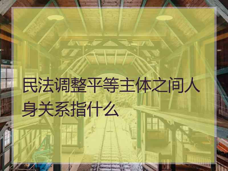 民法调整平等主体之间人身关系指什么