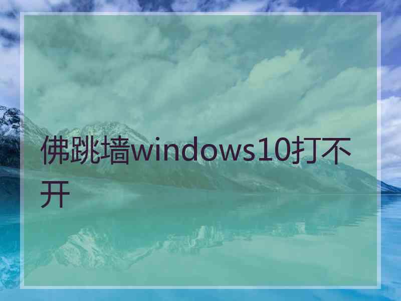 佛跳墙windows10打不开