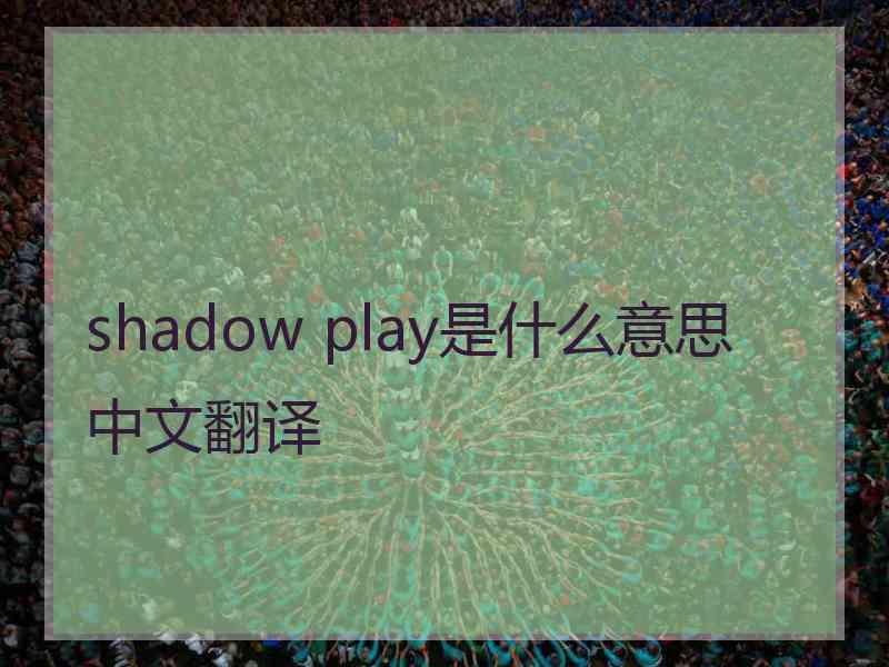 shadow play是什么意思中文翻译