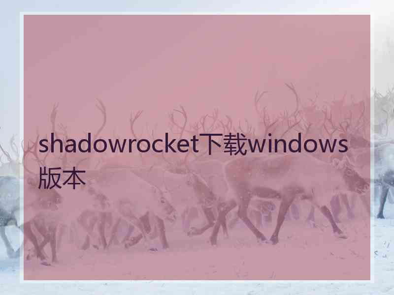 shadowrocket下载windows版本