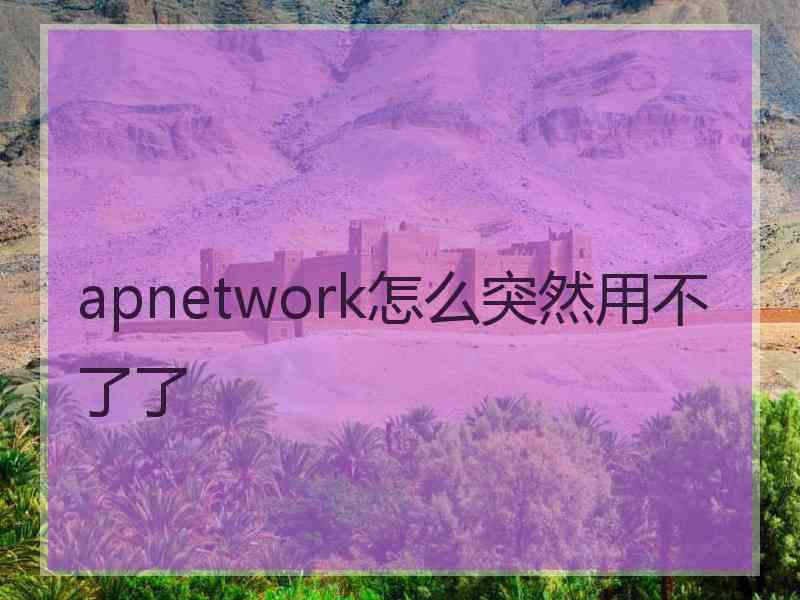 apnetwork怎么突然用不了了