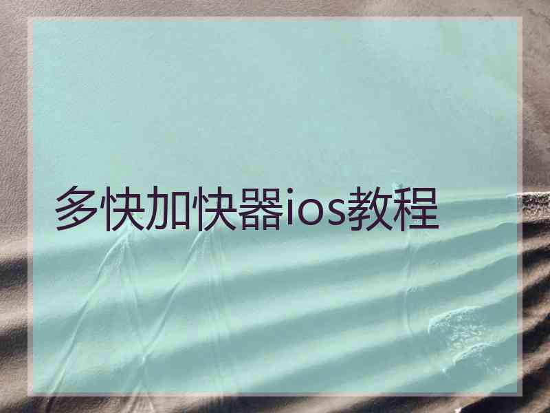 多快加快器ios教程