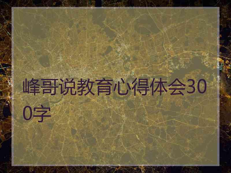 峰哥说教育心得体会300字