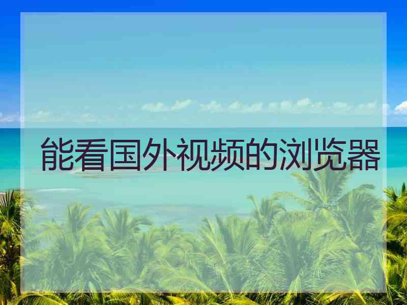 能看国外视频的浏览器