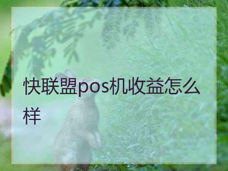 快联盟pos机收益怎么样