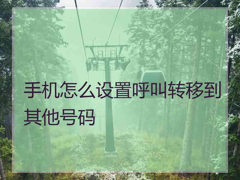 手机怎么设置呼叫转移到其他号码