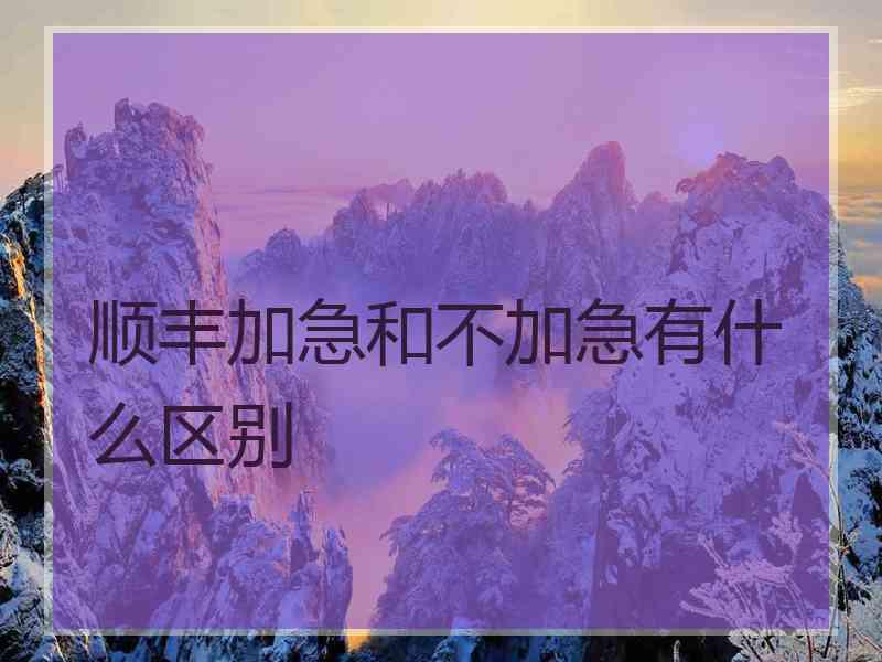 顺丰加急和不加急有什么区别