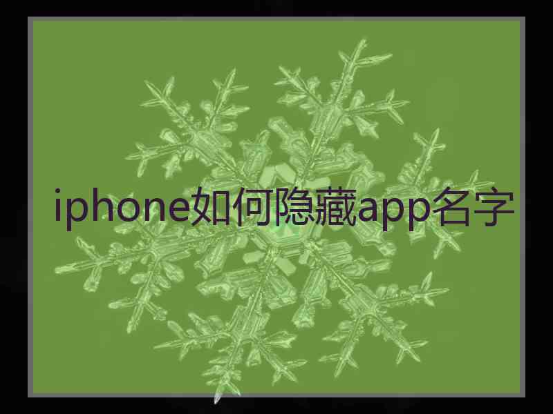 iphone如何隐藏app名字