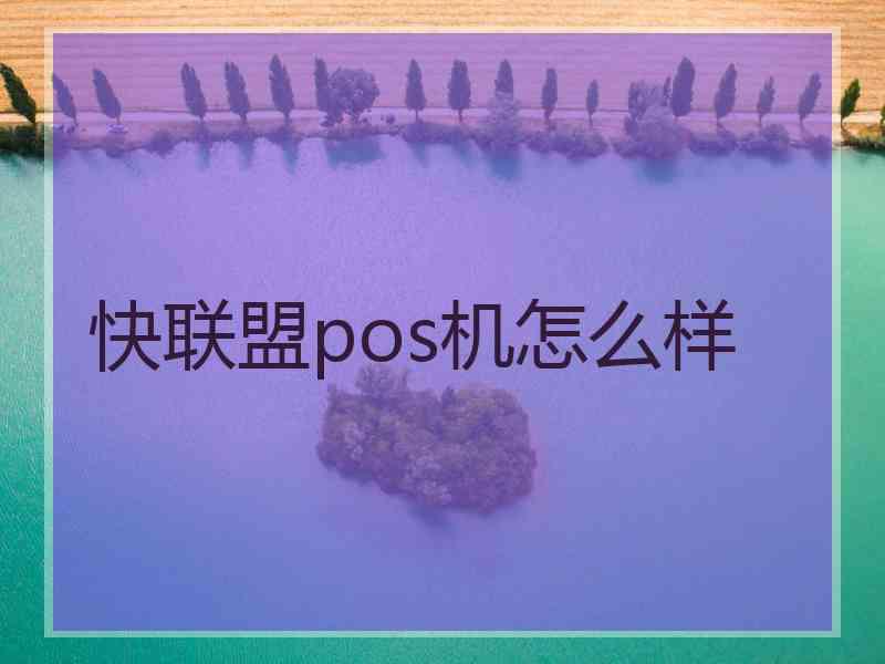 快联盟pos机怎么样