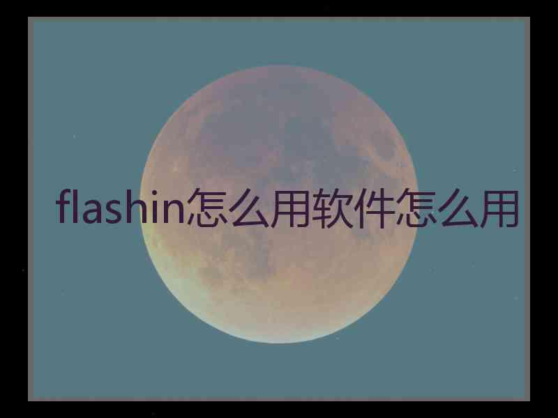 flashin怎么用软件怎么用