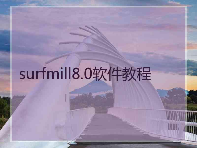 surfmill8.0软件教程