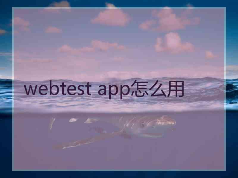 webtest app怎么用