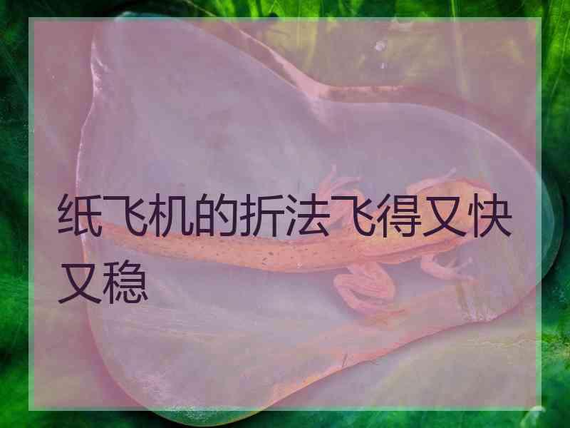 纸飞机的折法飞得又快又稳