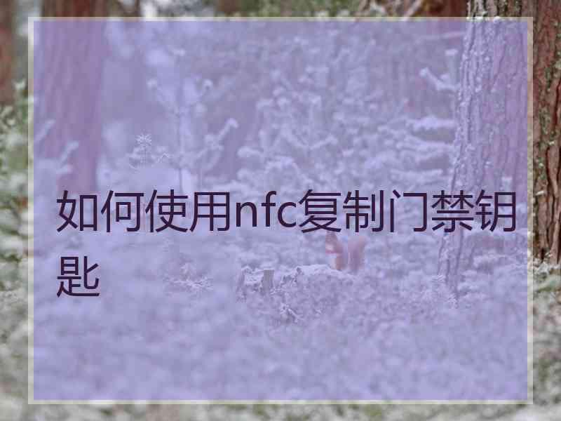 如何使用nfc复制门禁钥匙